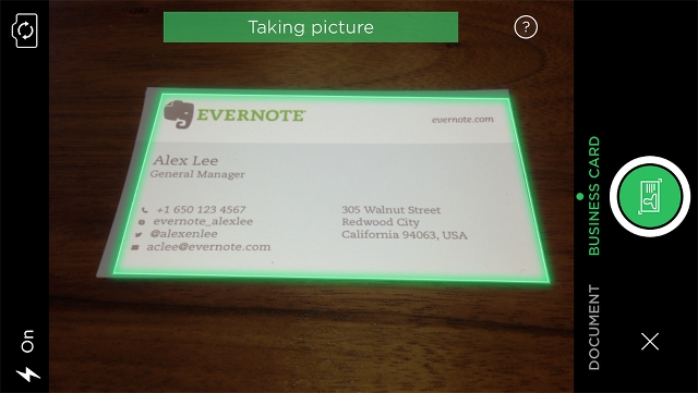 Evernote business card scanner