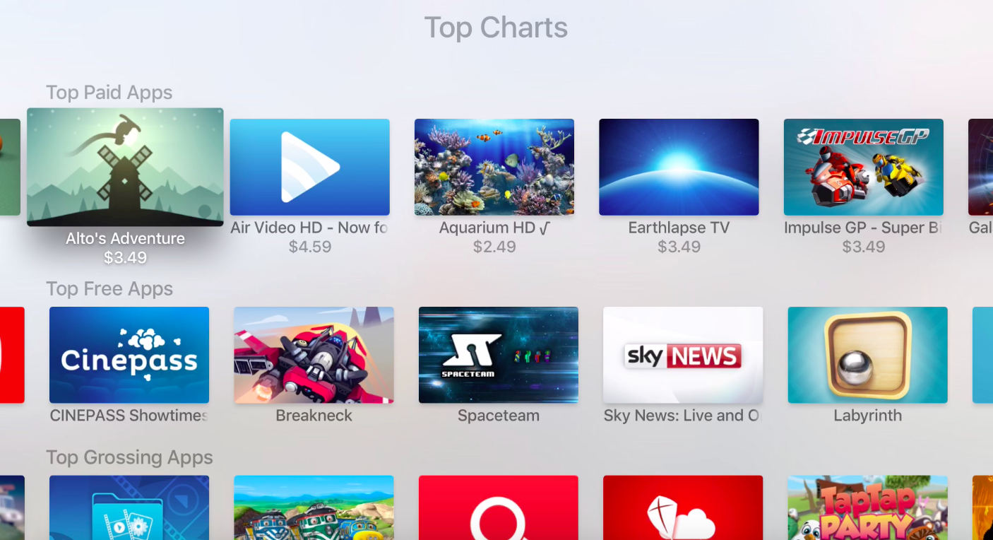 Apple TV top charts list