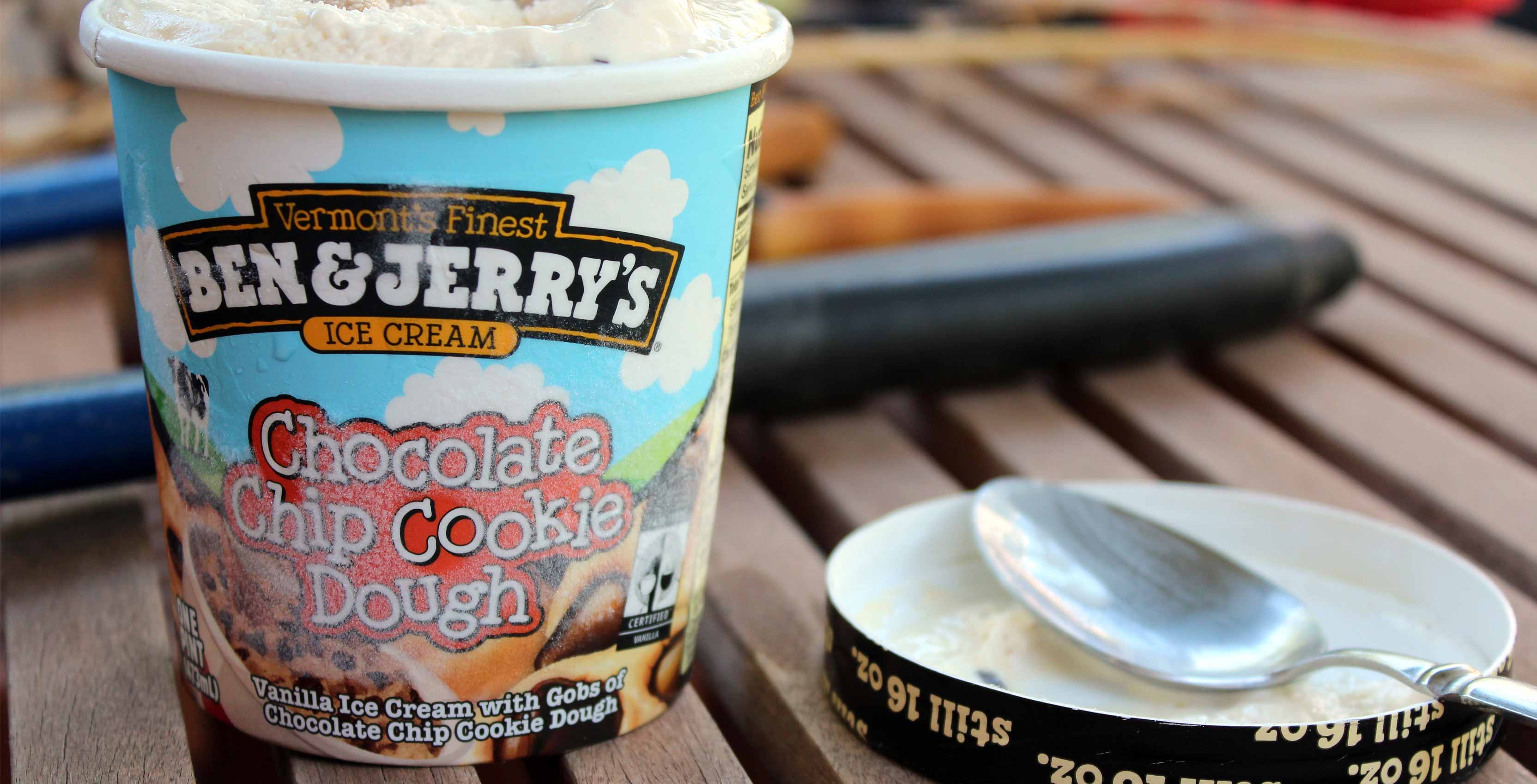 ben & jerry's cookie dough ice cream with spoon - urbery delivery