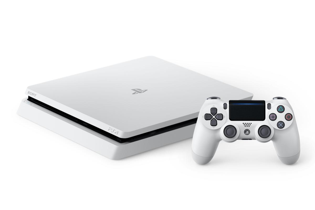 Glacier White PlayStation 4 Slim console and DualShock 4 controller