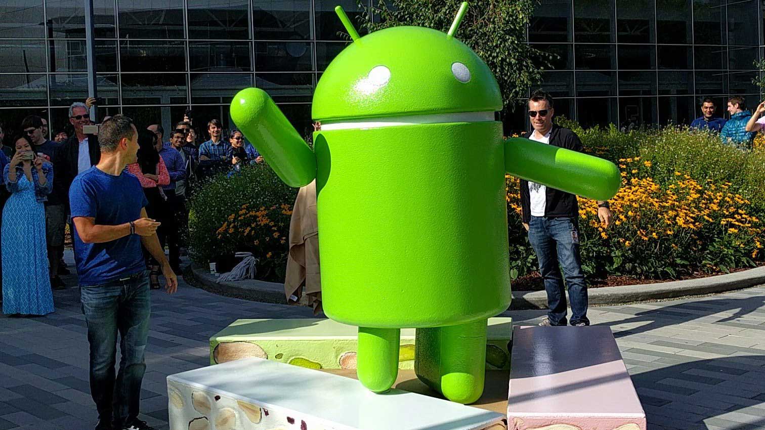 android nougat statue at google campus - nougat bell