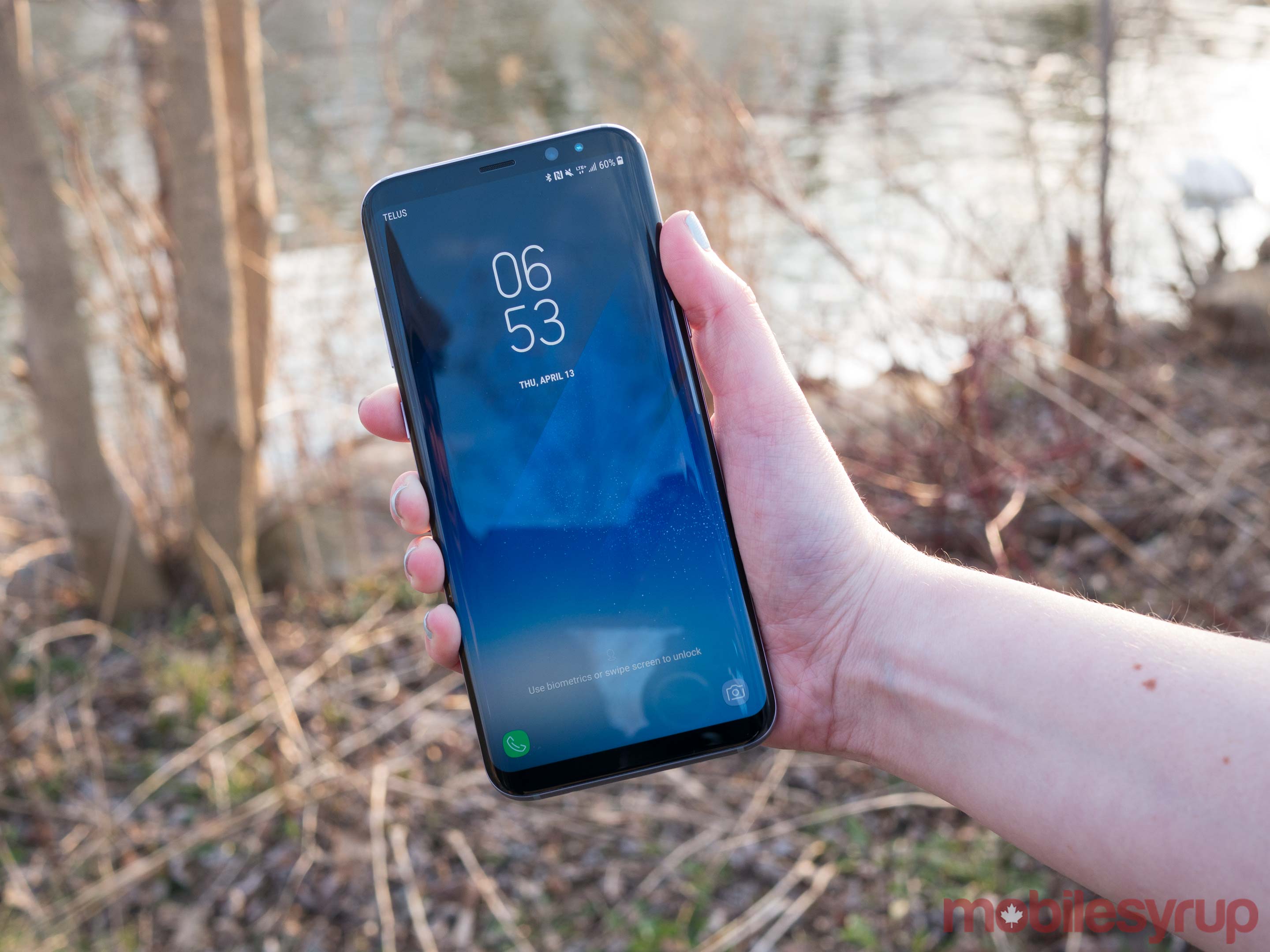 Galaxy S8+ facing the front in hand
