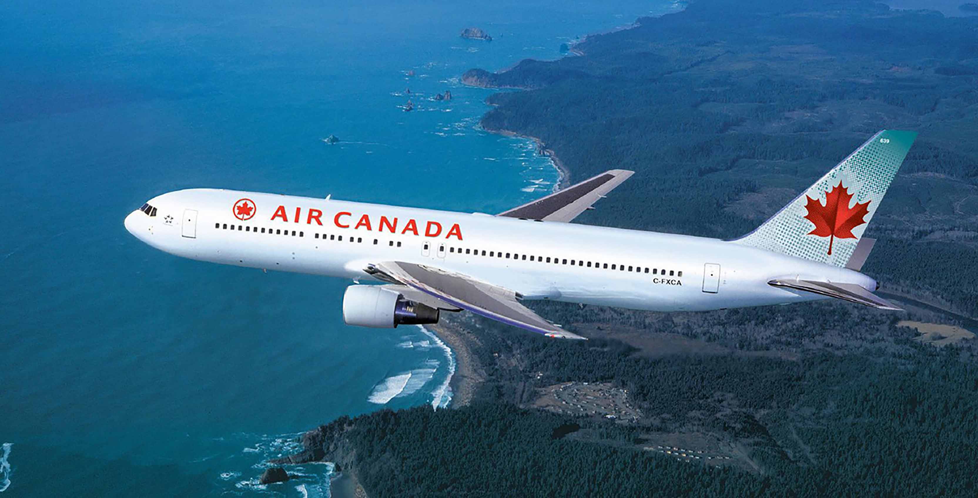 Air Canada plane in air
