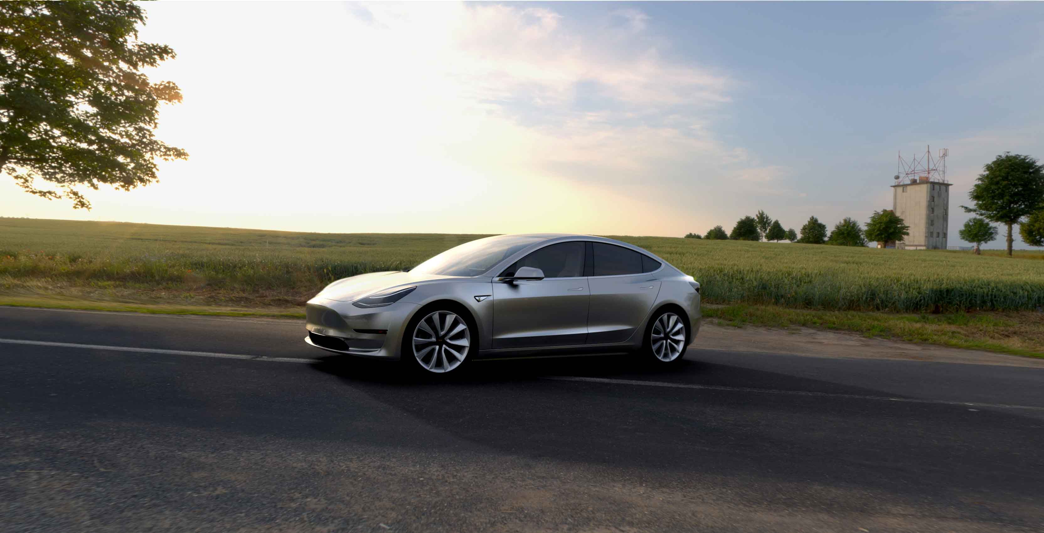 Tesla Model 3 on road