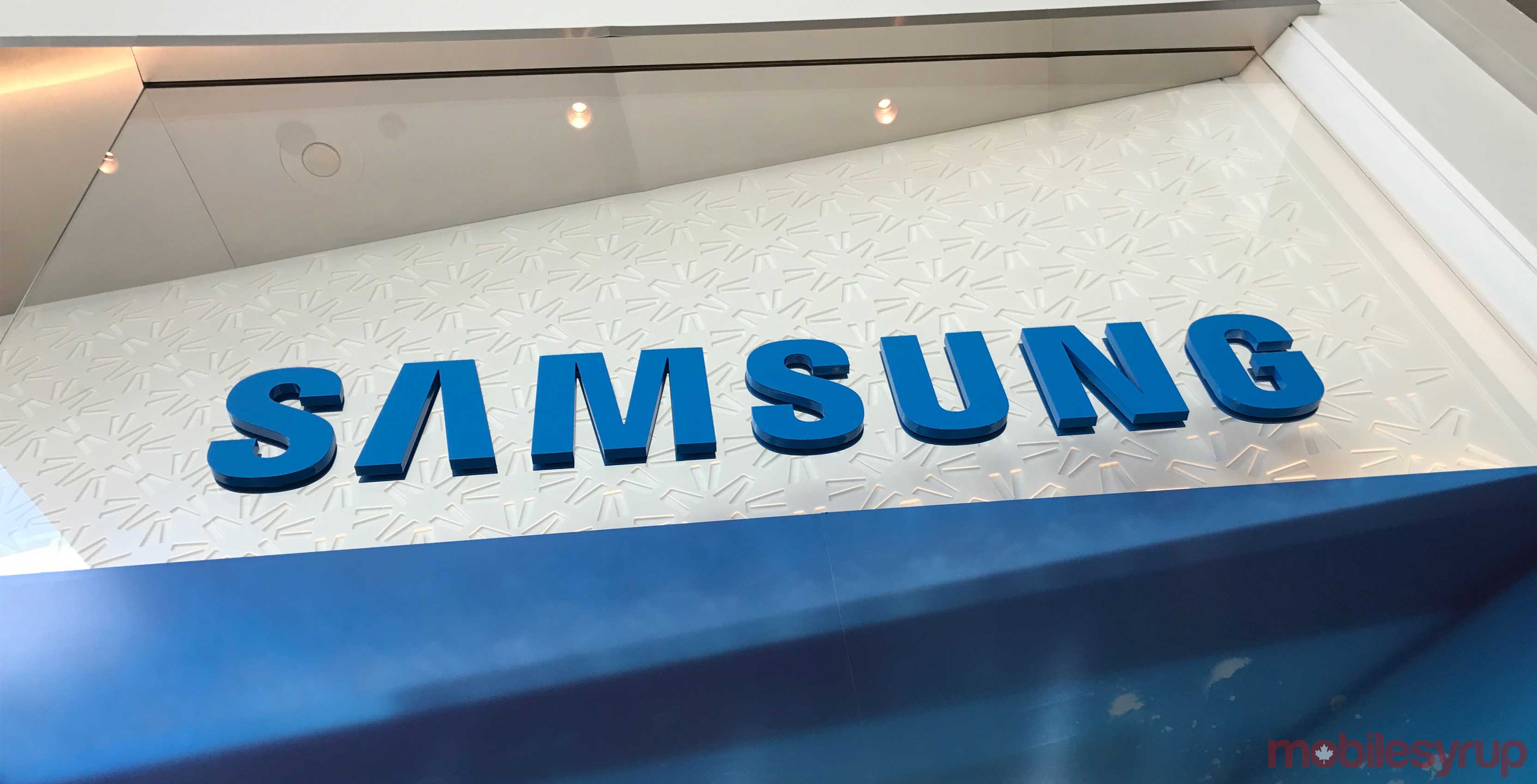 The blue Samsung store logo