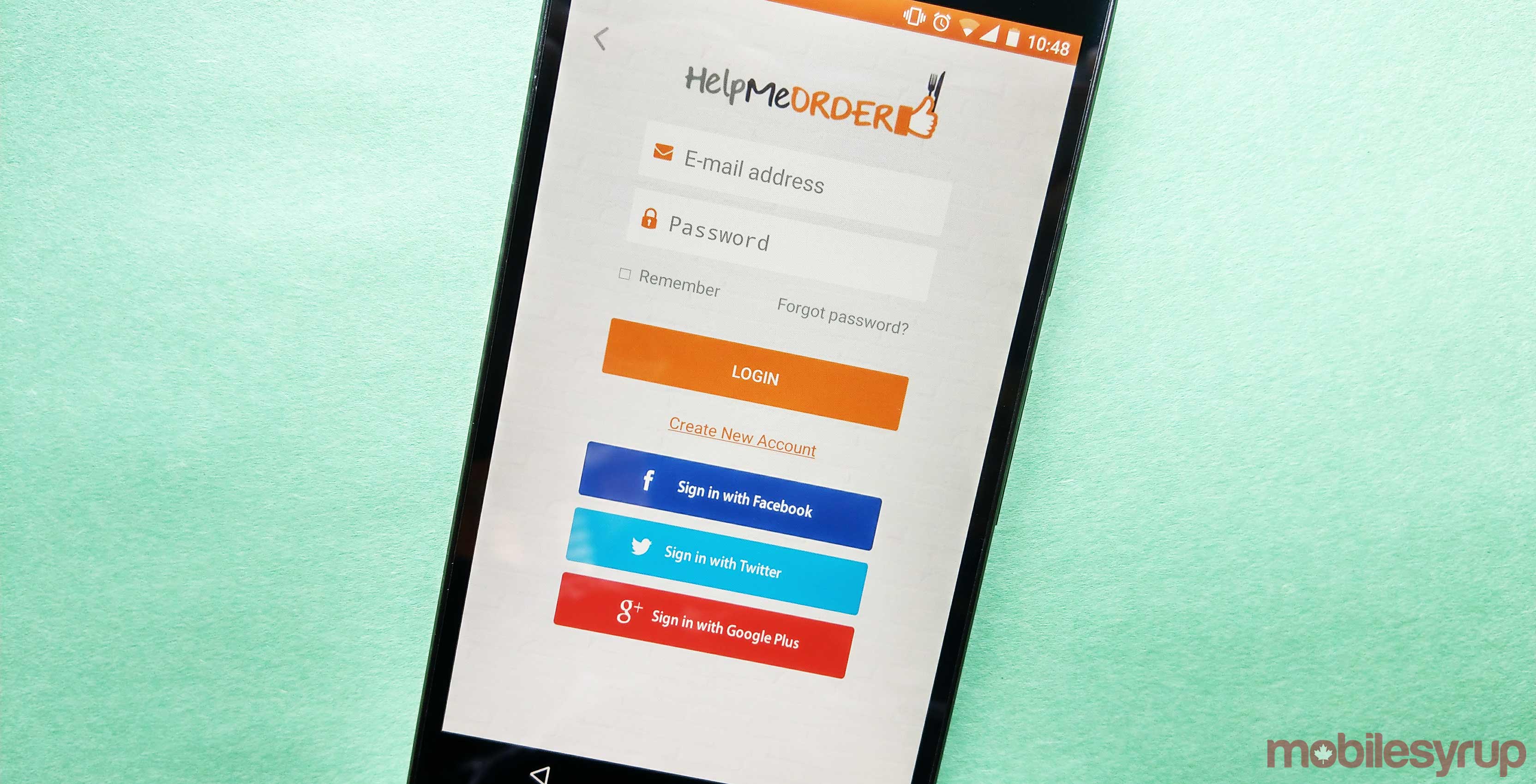 An image showing HelpMeOrder's login page