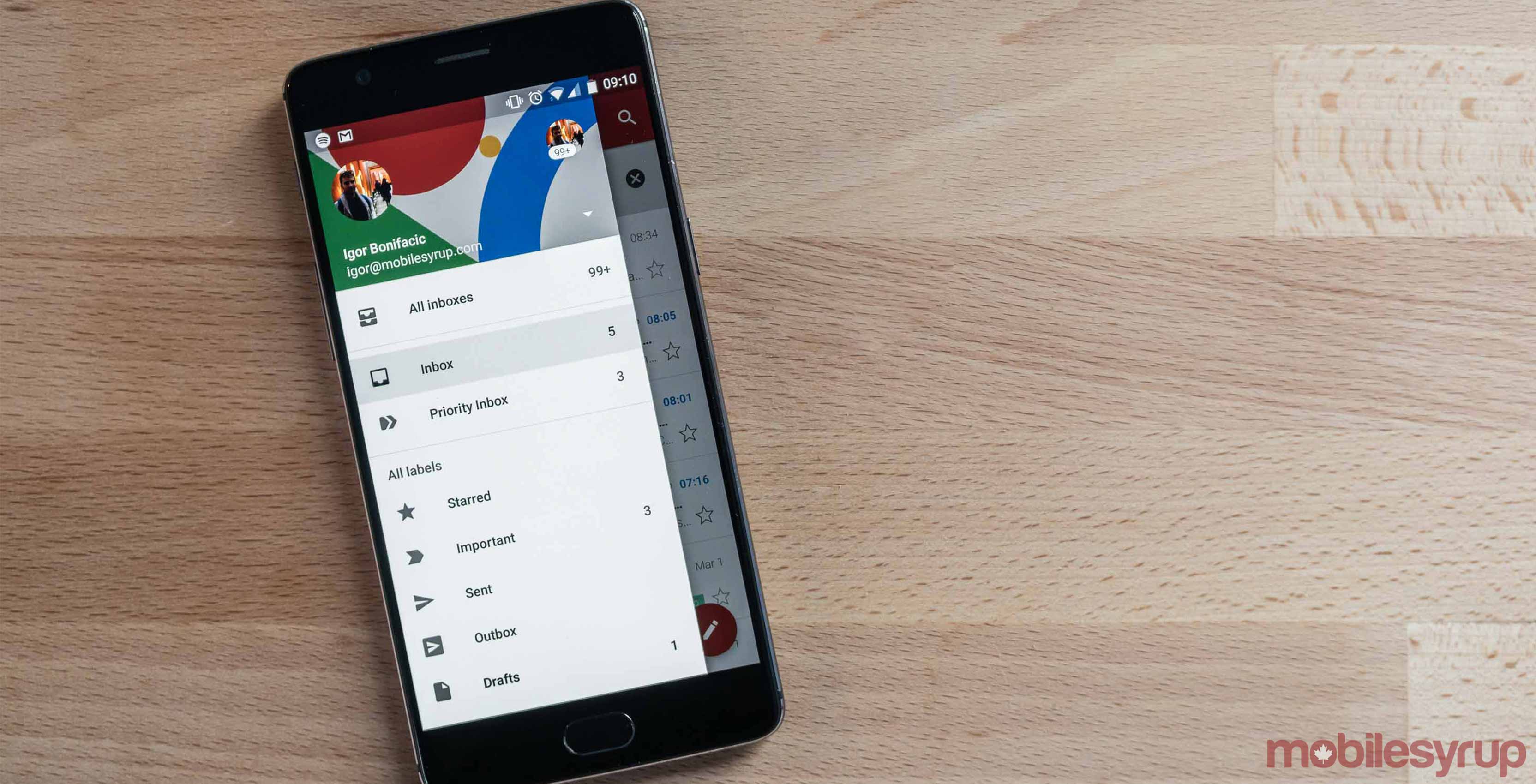 Gmail on a smartphone