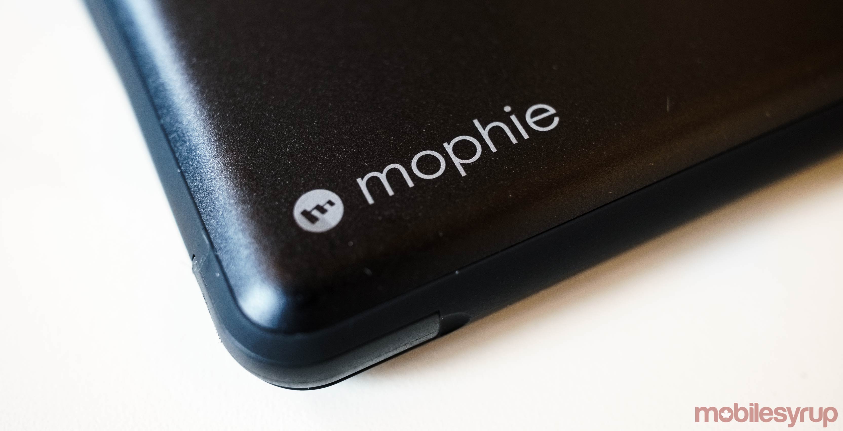 Close-up of Mophie Powerstation Plus power bank