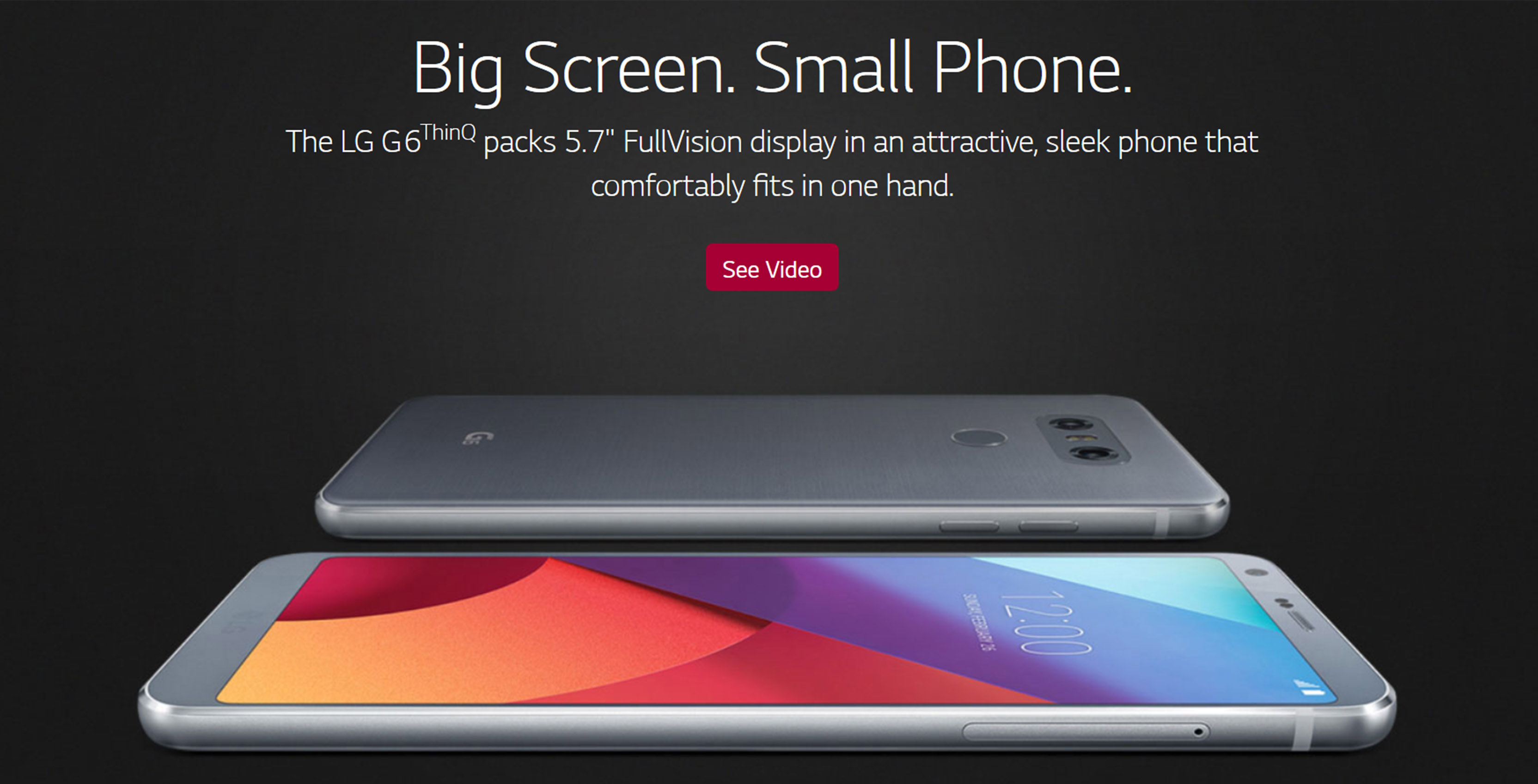 LG website showing the LG G6 ThinQ