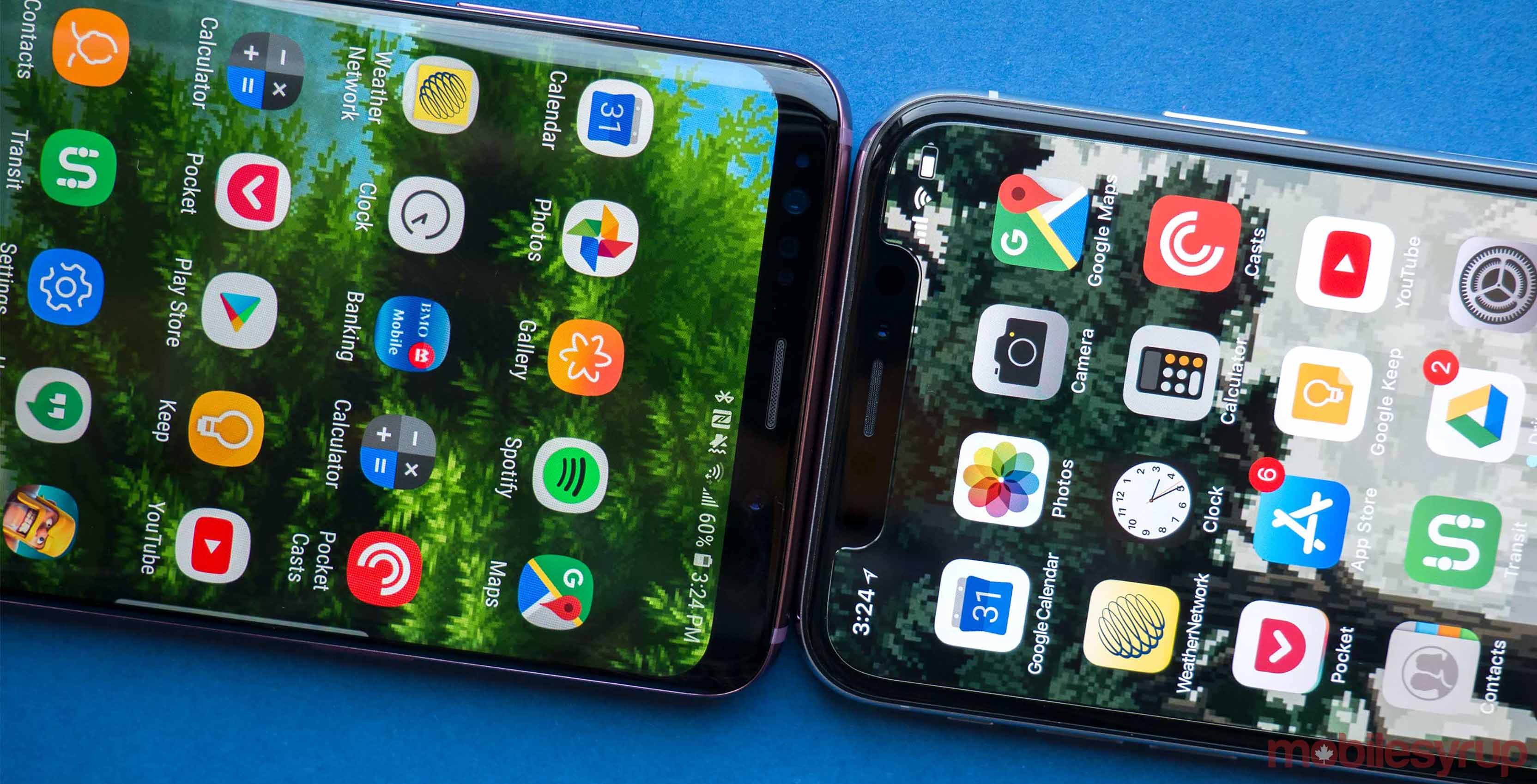 Samsung Galaxy S8 and iPhone X