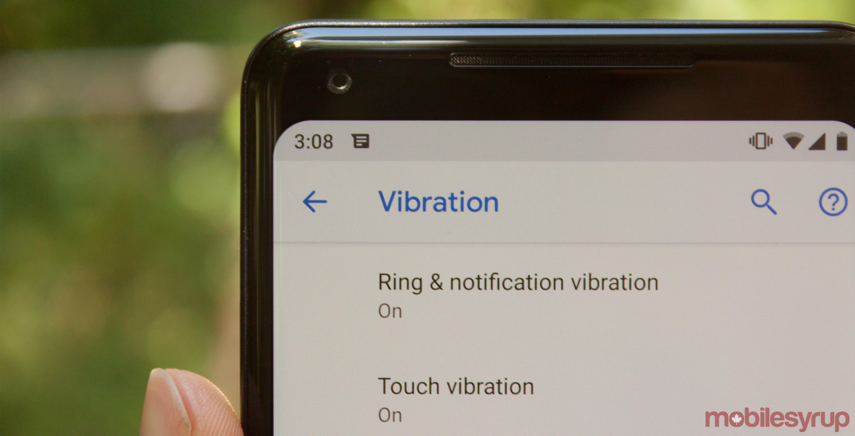 Vibration options in Android P