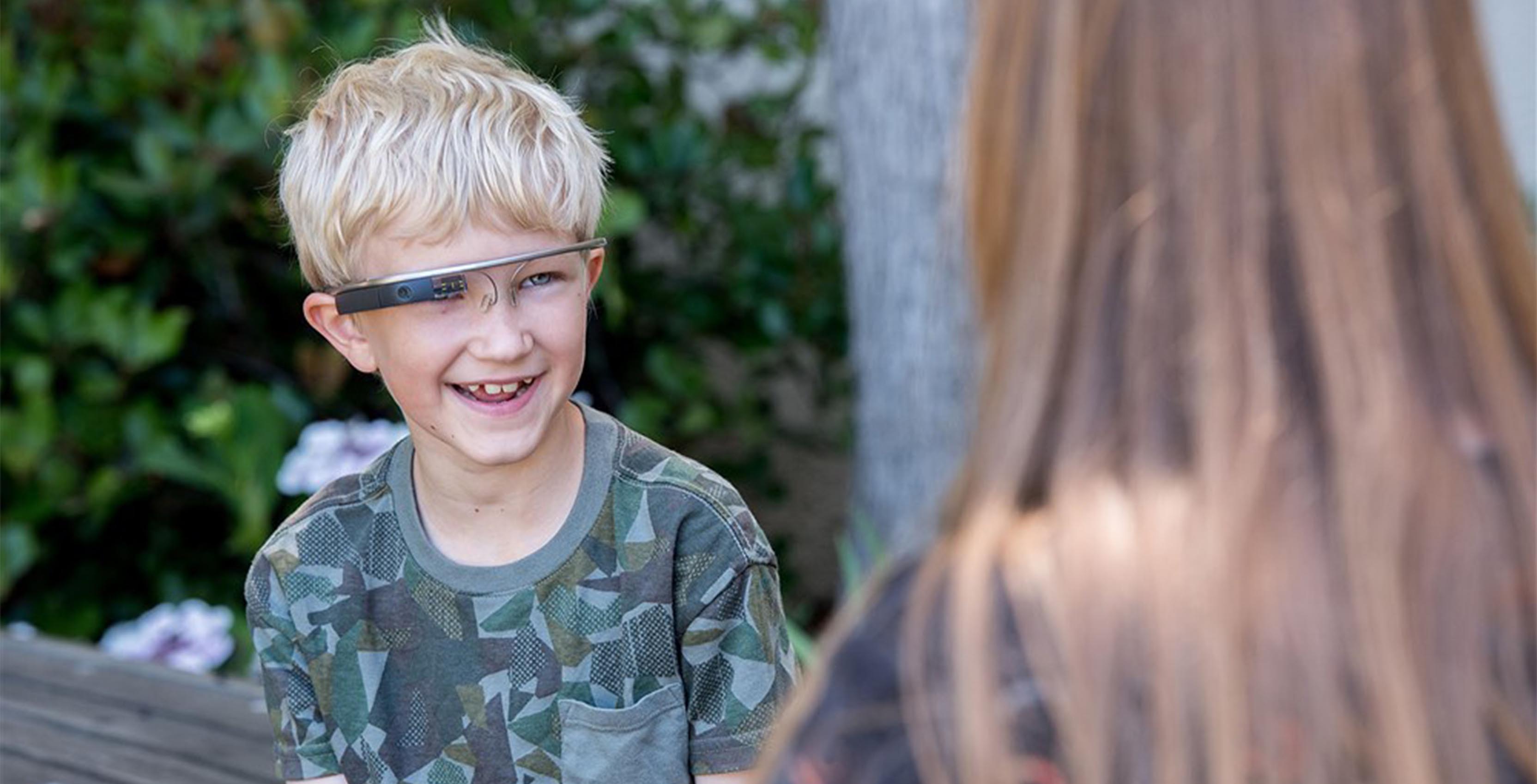 A child uses Google Glass experimental autism therapy