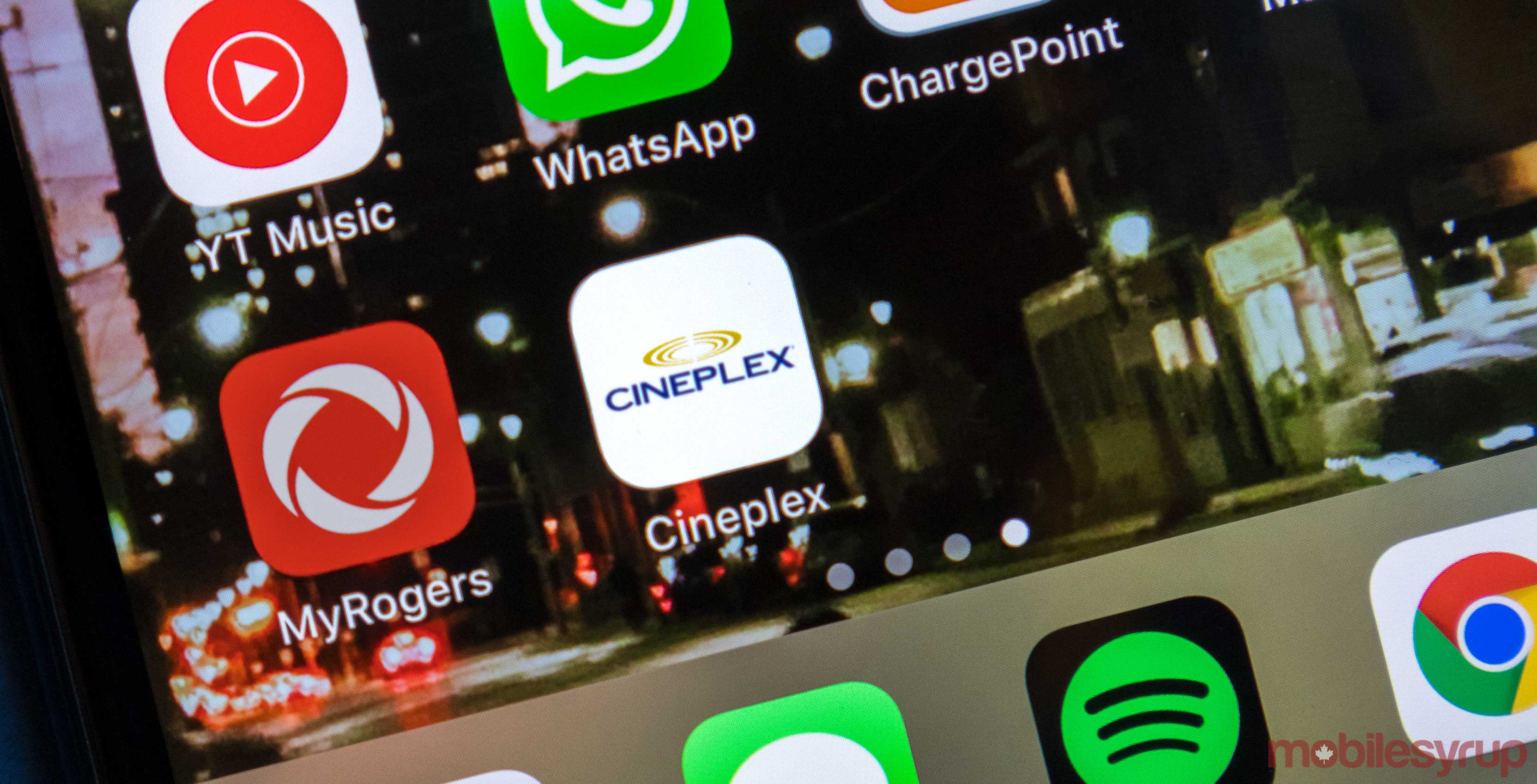 Cineplex app on iPhone