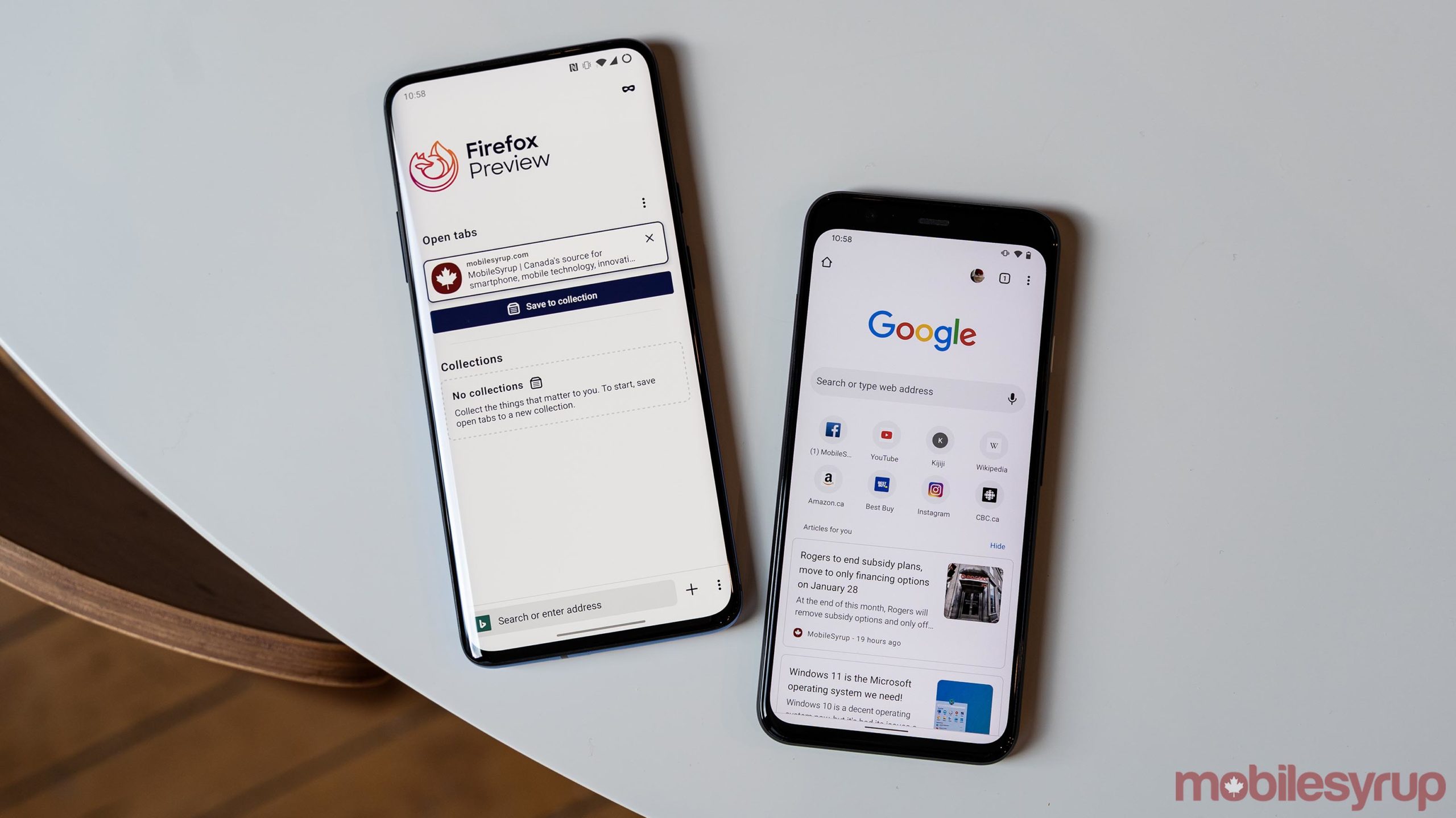 Firefox and Chrome on mobile