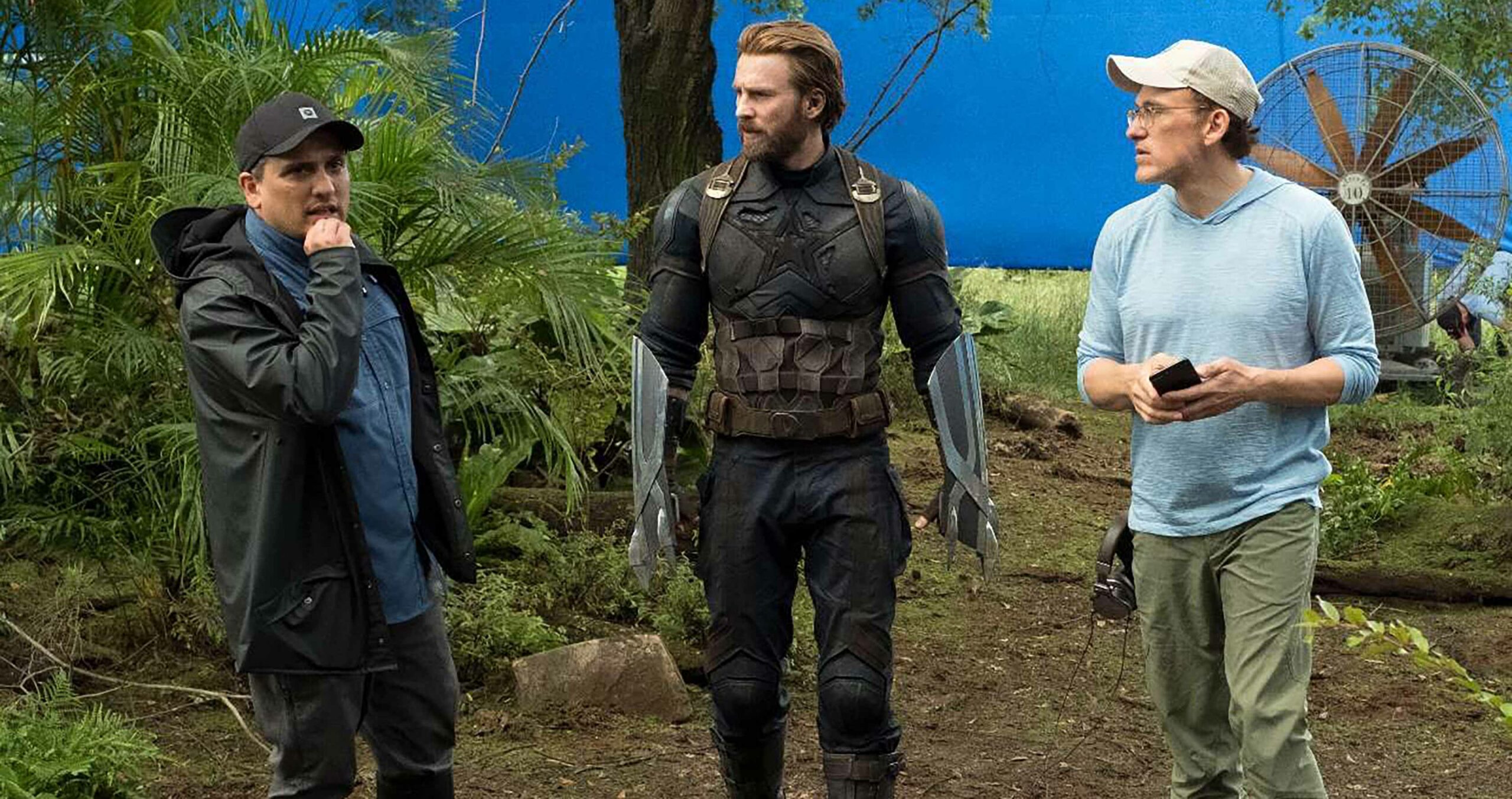 Chris Evans with the Russo Brothers