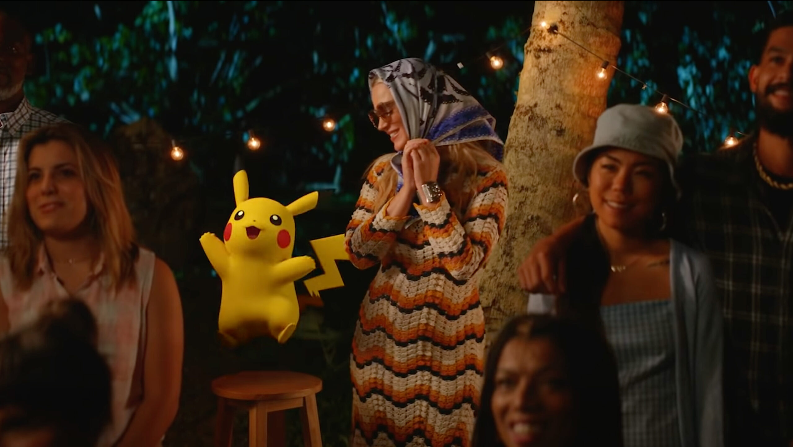 Pikachu with Katy Perry wearing a disguise