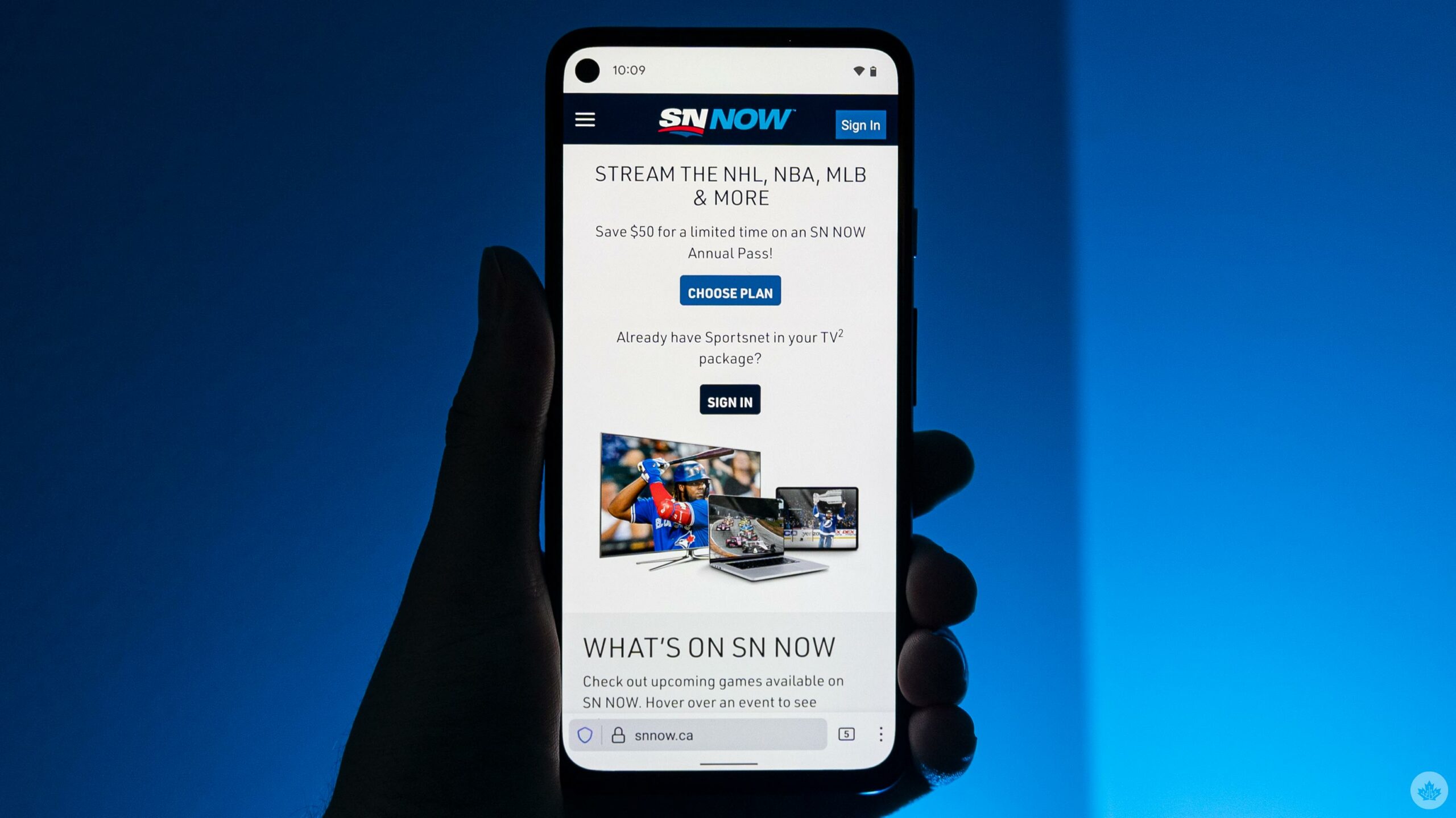 Sportsnew SN Now website on a smartphone