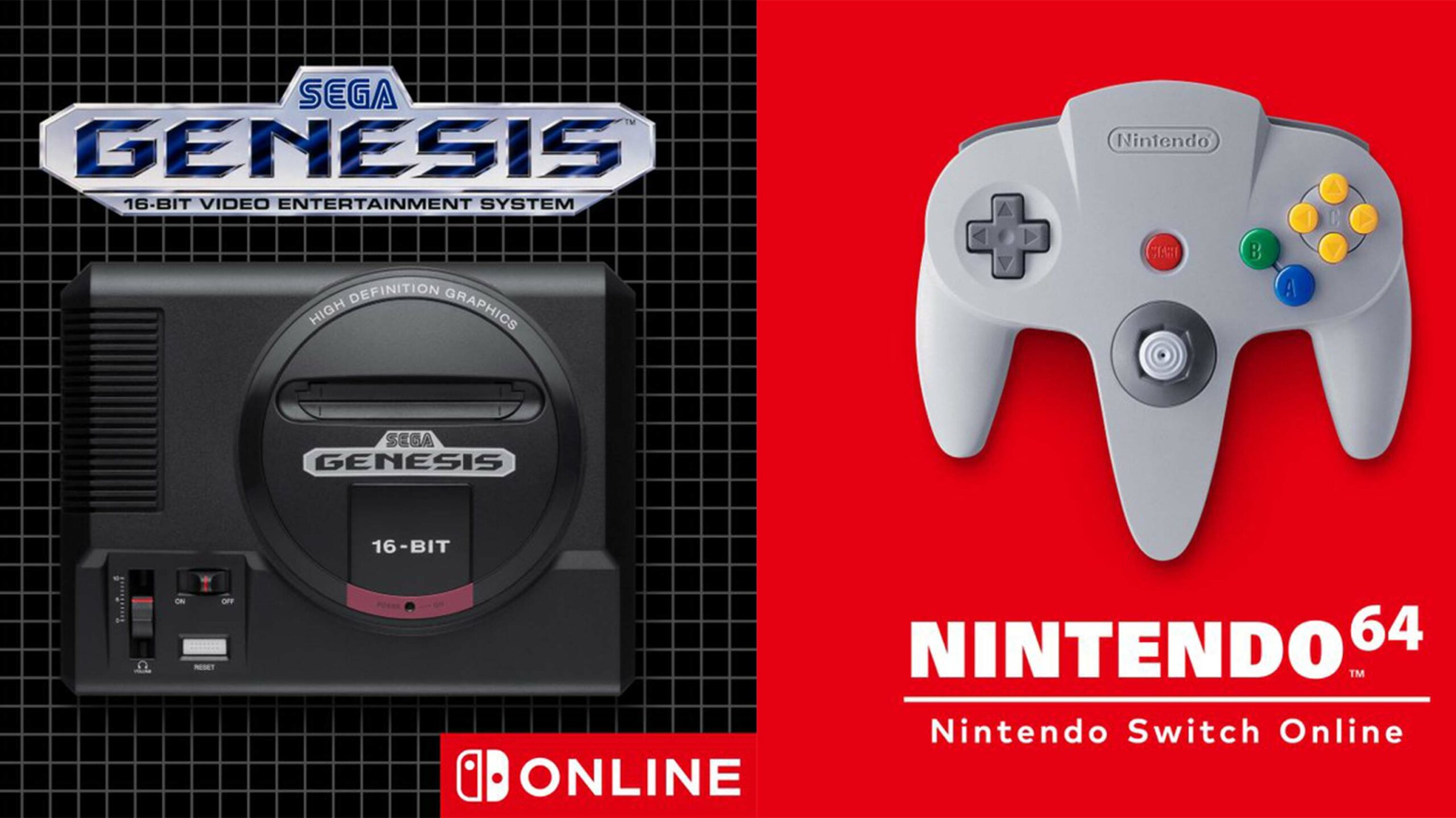 Switch Sega Genesis and N64 controllers